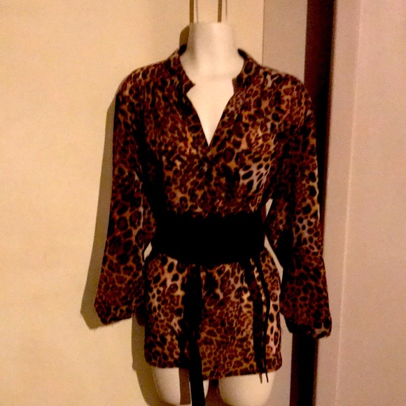Tops - Cheetah print plus size blouse for women